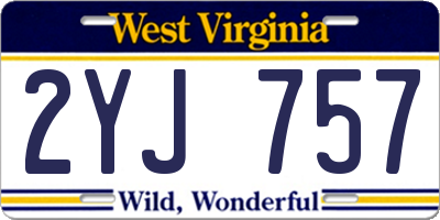WV license plate 2YJ757