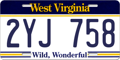 WV license plate 2YJ758