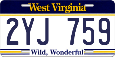 WV license plate 2YJ759