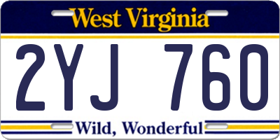 WV license plate 2YJ760