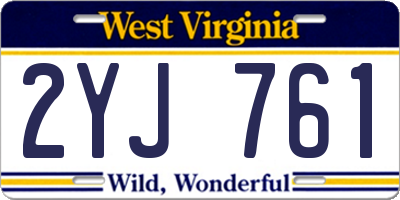 WV license plate 2YJ761