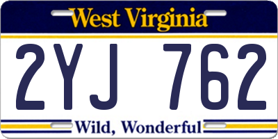 WV license plate 2YJ762