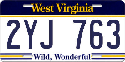 WV license plate 2YJ763