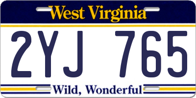 WV license plate 2YJ765