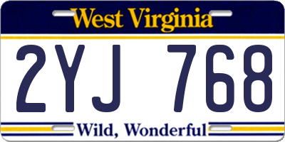 WV license plate 2YJ768