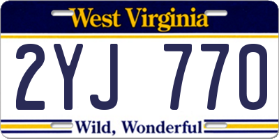 WV license plate 2YJ770