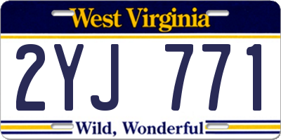 WV license plate 2YJ771