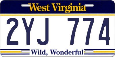 WV license plate 2YJ774