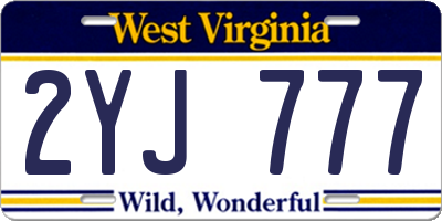 WV license plate 2YJ777