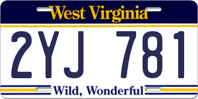 WV license plate 2YJ781