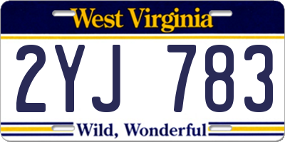 WV license plate 2YJ783