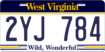 WV license plate 2YJ784