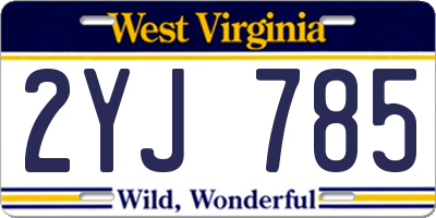 WV license plate 2YJ785