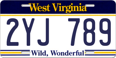 WV license plate 2YJ789