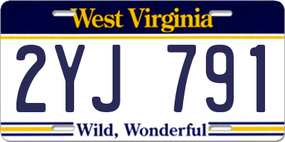 WV license plate 2YJ791