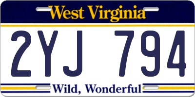 WV license plate 2YJ794