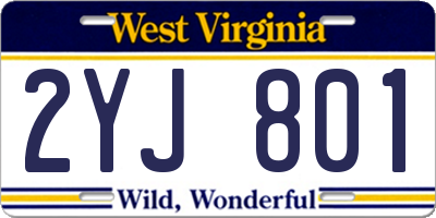 WV license plate 2YJ801