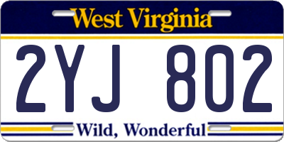 WV license plate 2YJ802