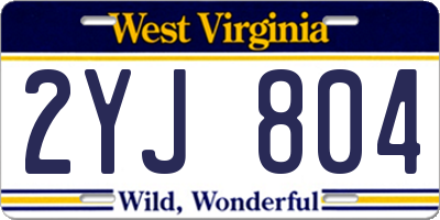 WV license plate 2YJ804
