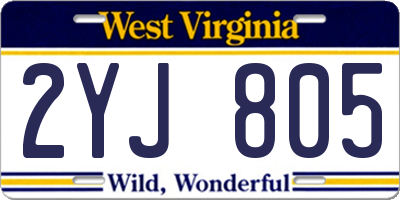 WV license plate 2YJ805