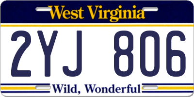 WV license plate 2YJ806
