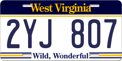 WV license plate 2YJ807