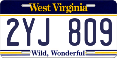 WV license plate 2YJ809