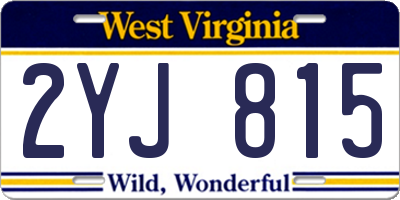 WV license plate 2YJ815
