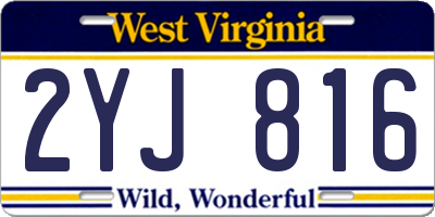 WV license plate 2YJ816