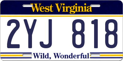 WV license plate 2YJ818