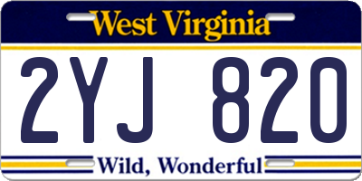 WV license plate 2YJ820