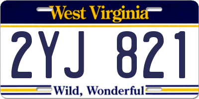 WV license plate 2YJ821