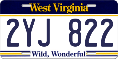 WV license plate 2YJ822