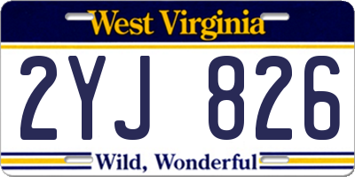 WV license plate 2YJ826