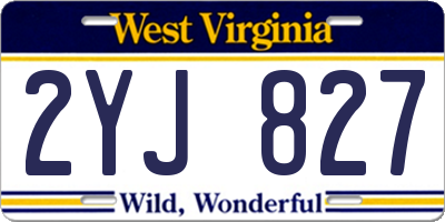 WV license plate 2YJ827