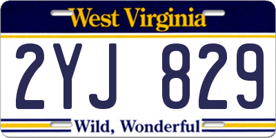 WV license plate 2YJ829