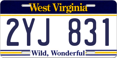 WV license plate 2YJ831