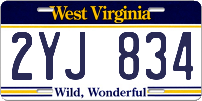 WV license plate 2YJ834
