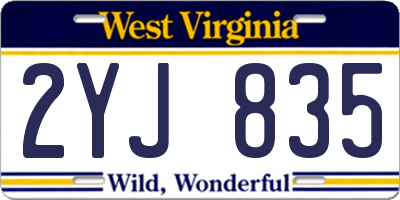 WV license plate 2YJ835