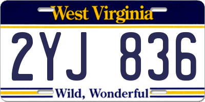 WV license plate 2YJ836