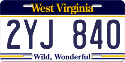 WV license plate 2YJ840