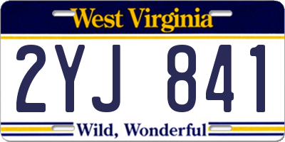 WV license plate 2YJ841