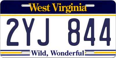 WV license plate 2YJ844