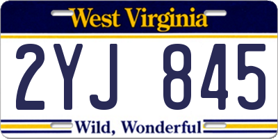 WV license plate 2YJ845