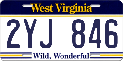 WV license plate 2YJ846