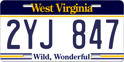 WV license plate 2YJ847