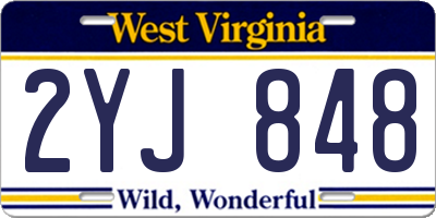 WV license plate 2YJ848
