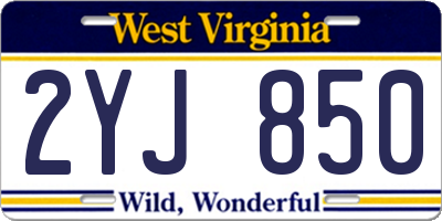WV license plate 2YJ850