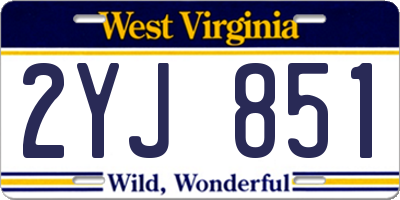 WV license plate 2YJ851