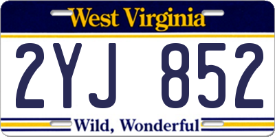 WV license plate 2YJ852